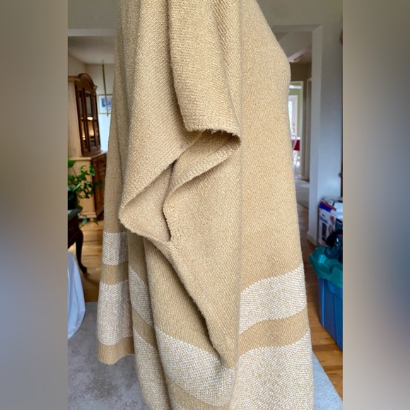 Topshop Neutral Camel Mockneck Poncho Sweater - Picture 4 of 6